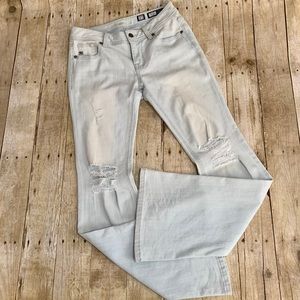 Light Wash Distressed Flare Jeans